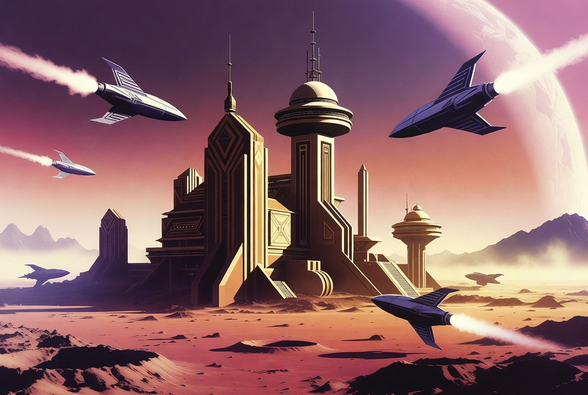 Alien World station attacked by rockets (Grok)