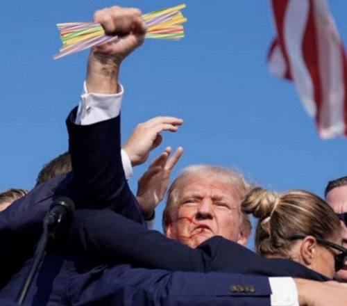 Fist full of plastic straws
