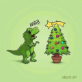 TRex fears the Christmas tree-topper star