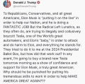 Trump buying a Tesla to support Musk