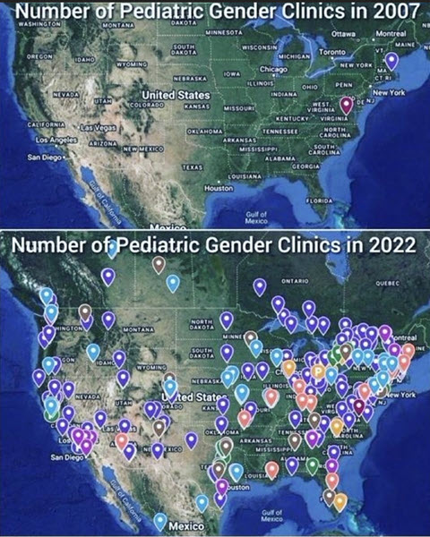 Child mutilation centers, 2007 v 2022
