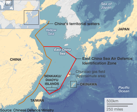 China's declared defense zone