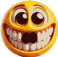 Grin with missing teeth