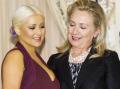 Hillary Clinton ogles Christina Aguilera